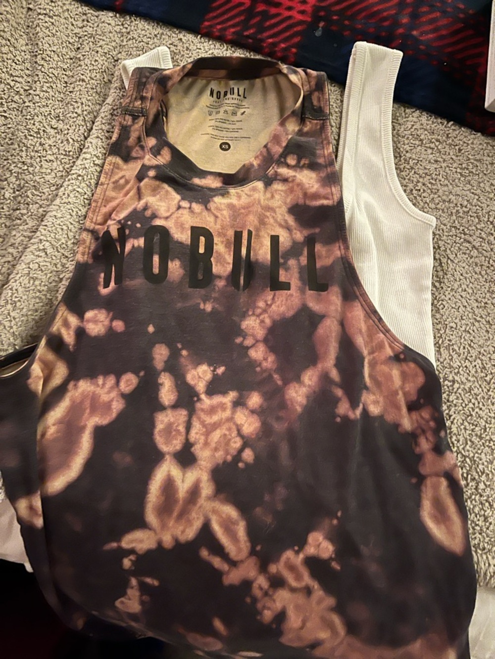 NOBULL Brown and Black Bleach Tie-Dye Muscle Tank